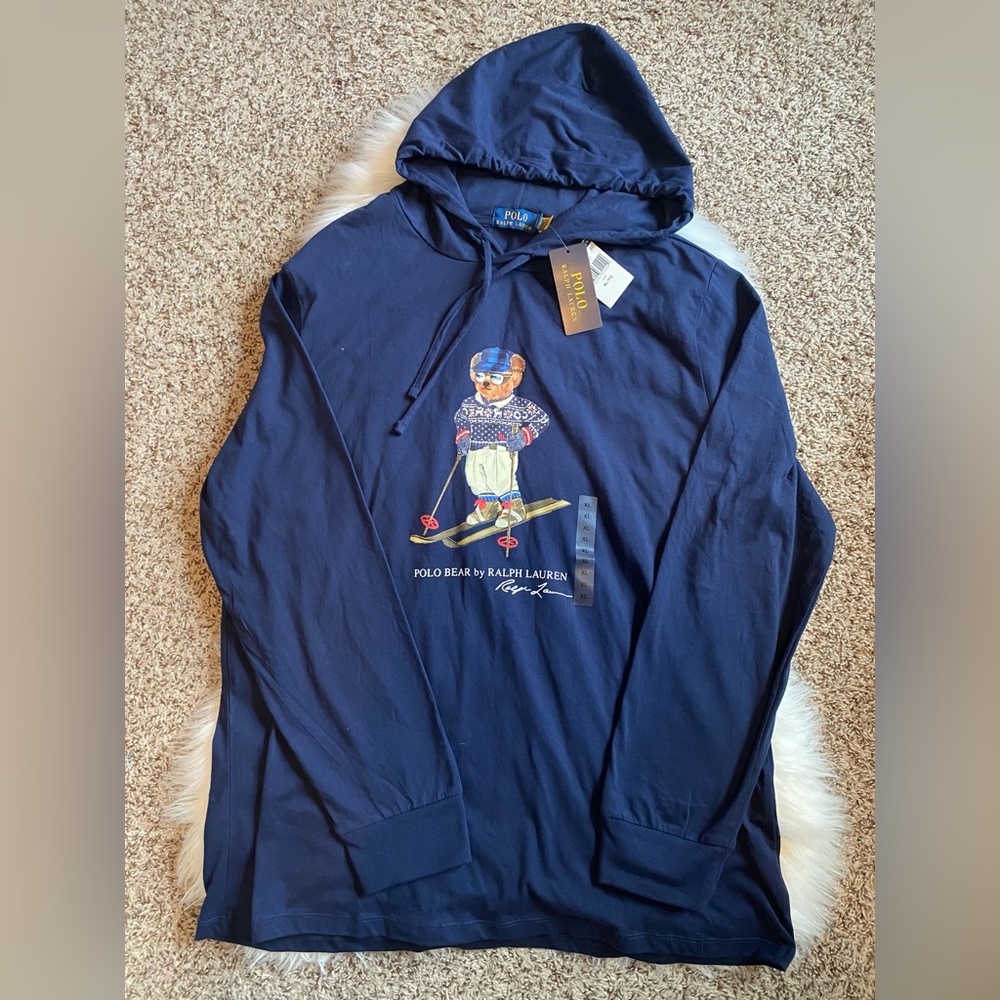 NWOT Polo Ralph Lauren SKI BEAR Mens Hooded long sleeve shirt LIMITED EDITION